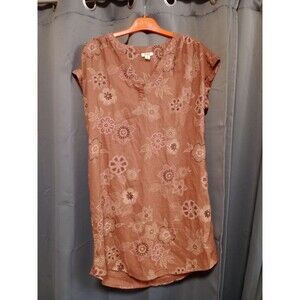 ANA A New Approach Womens FLORAL DEEP ORANGE CUFFED Short Sleeve Dress, Size XS
